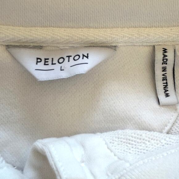 Peloton Gingham Logo Cropped Polo Sweatshirt White Purple L - Picture 8 of 10